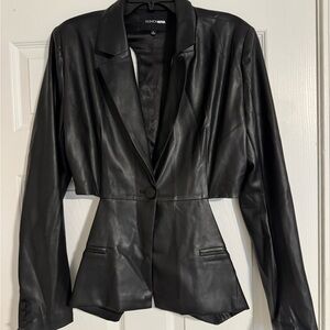 Fashion Nova Black Faux Leather Blazer